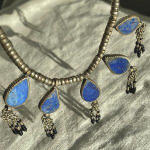 Afghani Lapis Lazuli & Silver Beaded Necklace